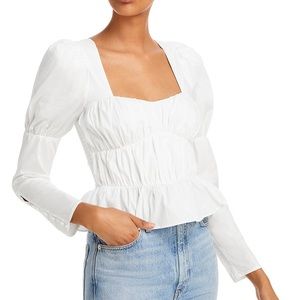 WAYF Gathered Bustier Long-Sleeve Top